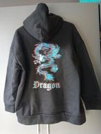 Oversized hoodie van Shein mt S met grote draken print, Zwart, Ophalen of Verzenden, Zo goed als nieuw, Maat 36 (S)
