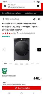 HISENSE WF5S1045BB - Wasmachine Voorlader - 10.5 kg - 1400 r, Witgoed en Apparatuur, Wasmachines, Ophalen, 1200 tot 1600 toeren