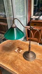 Messing tafel of bureaulamp groene glazen kap, Ophalen, Gebruikt, Glas, 50 tot 75 cm