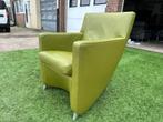 1x stoel Leolux Dolcinea design zetel groen leer fauteuil, Huis en Inrichting, Fauteuils, Metaal, Ophalen of Verzenden, Zo goed als nieuw