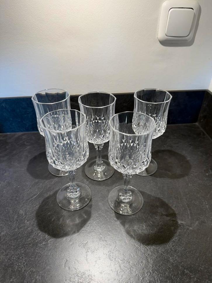 Kristallen Wijnglazen Set van 5, Antiek en Kunst, Antiek | Glas en Kristal, Ophalen of Verzenden