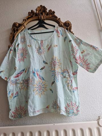 Nieuw! Made in italy pastel groen linnen wijde blouse zakken beschikbaar voor biedingen