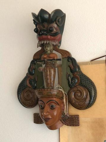 Vintage Kolam Masker uit Sri Lanka beschikbaar voor biedingen