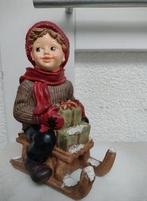 kerst decoratie, Jongen op Slee met Cadeautjes, Ophalen of Verzenden, Zo goed als nieuw