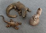 Dierenbeelden Set - Krokodil, Hagedis, Eekhoorn, Tuin en Terras, Tuinbeelden, Ophalen of Verzenden, Gebruikt, Metaal, Dierenbeeld