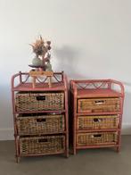Twee super leuke rotan nachtkastjes/ladekastjes te koop, Antiek en Kunst, Ophalen