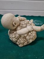 -	Beeld baby in bloemkool met fles, Verzamelen, Beelden en Beeldjes, Ophalen of Verzenden