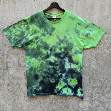 Groen zwart tie dye fret & maan print tshirt unisex maat 3XL beschikbaar voor biedingen
