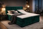Luxe Forest Green Boxspring 160x200 - Showroommodel, Ophalen, Verstelbaar, Tweepersoons, Zo goed als nieuw