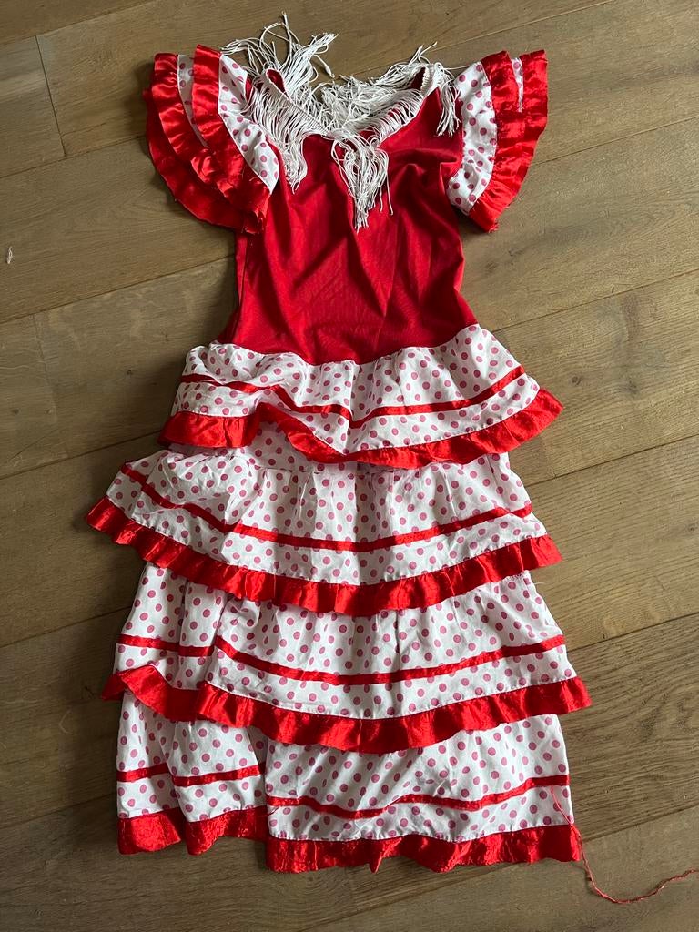 Carnaval spaans kinderjurkje, Ophalen of Verzenden, Gebruikt, 122 t/m 128, Jongen of Meisje