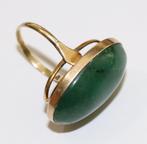 Antiek 14 karaat gouden ring met ovalen jade steen, Sieraden, Tassen en Uiterlijk, Antieke sieraden, Verzenden, Goud, Ring, Met edelsteen