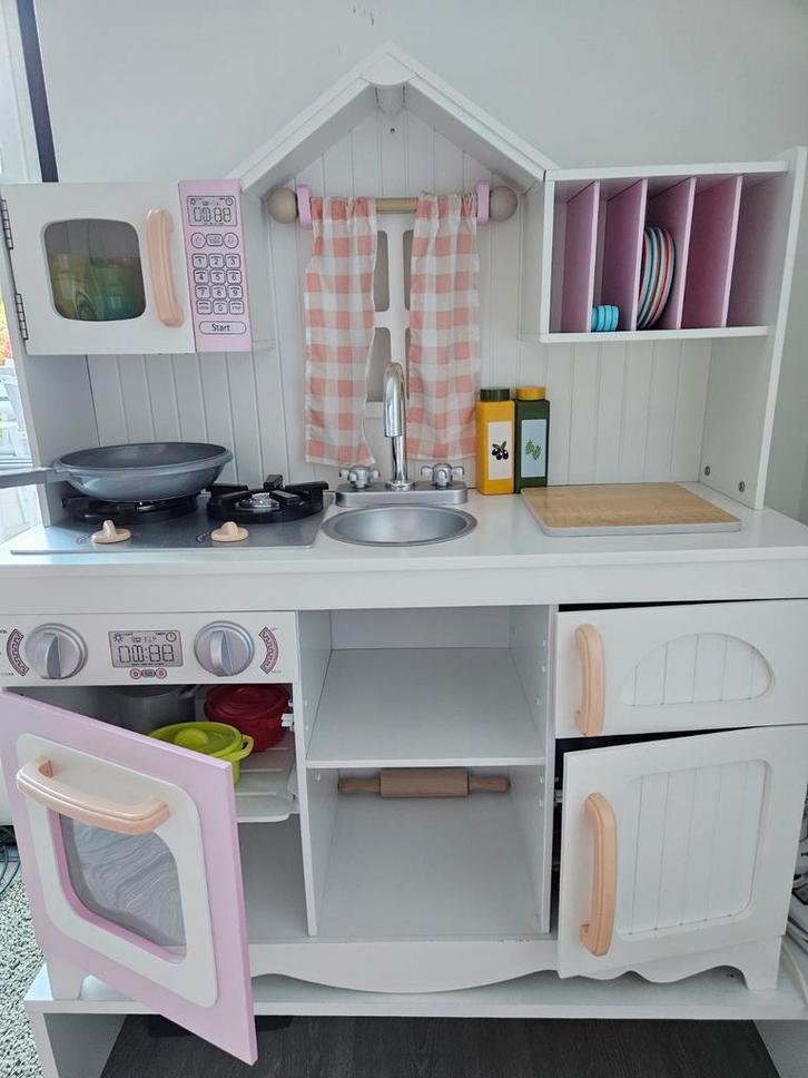 Kidcraft houten Speelkeuken - Wit & Roze met accessoires, Kinderen en Baby's, Speelgoed | Speelkeukens, Zo goed als nieuw, Speelkeuken