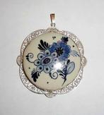 Hanger Delfts Blauw Camee Zilver Antiek Delft filigrain, Sieraden, Tassen en Uiterlijk, Antieke sieraden, Verzenden, Zilver, Hanger