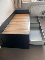 Ikea 1-persoonsbed met lades en lattenbodem, Ophalen, 90 cm, Eenpersoons, Zwart
