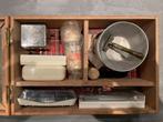 Vintage Scheerkist met Spiegel, diverse scheerapparaten, Antiek en Kunst, Ophalen of Verzenden