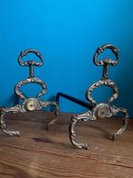 Mooie Jugendstil messing en ijzer vuurbokken, Antiek en Kunst, Ophalen of Verzenden, Koper