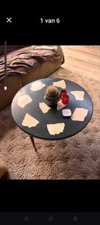 Salontafel met koeienprint en natuursteen blad, Gebruikt, Rond, Minder dan 50 cm, 50 tot 100 cm