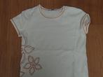 H&M Wit t-shirt met oranje / rode bloemen, Gebruikt, Meisje, H&M, Ophalen of Verzenden