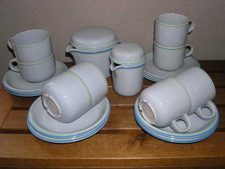 Thomas Germany Scandic 10-delig theeserviesje blauw/groen, Huis en Inrichting, Keuken | Servies, Gebruikt, Bord(en), Overige stijlen