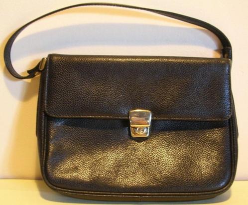 Zwart leren vintage handtas La Moda 29, Sieraden, Tassen en Uiterlijk, Tassen | Damestassen, Zo goed als nieuw, Handtas, Zwart