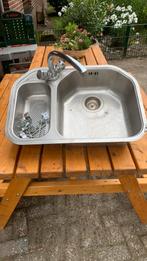 RVS dubbelwasbak, Doe-het-zelf en Verbouw, Sanitair, Ophalen, Gebruikt, Rvs, Wastafel