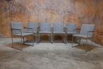 ZGANieuw! 6 grijze stoffen Harvink Comma design stoelen, Leolux, Leolux, Ophalen of Verzenden, Zo goed als nieuw