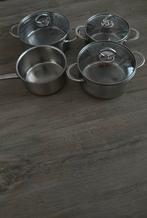 Bk pannen vierdelig, Ophalen of Verzenden, Gebruikt, Rvs, Pannenset