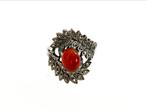 Vintage zilveren ring carneool, Verzenden, Zo goed als nieuw, Met edelsteen, Rood