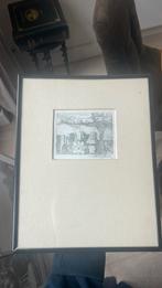 Ets / print / tekening artwork / Paarden in de wei / Wiegma, Antiek en Kunst, Ophalen of Verzenden