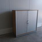 Houten roldeurkast, 120x42x116cm, Beuken/Grijs, RD124, Gebruikt, 100 tot 150 cm, -, 100 tot 150 cm