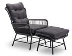 Tuinstoel Mondial Living Loungestoel Dex met Hocker Charcoal, Tuin en Terras, Ophalen, Zo goed als nieuw, Kunststof