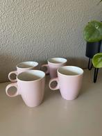 4 roze koffiekoppen / koffiemokken, Kop(pen) en/of Schotel(s), Ophalen of Verzenden, Zo goed als nieuw