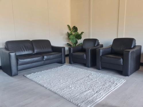 Leren set.  Bezorgen en oude bank afvoeren?, Huis en Inrichting, Banken | Bankstellen, Zo goed als nieuw, Rechte bank, Tweepersoons