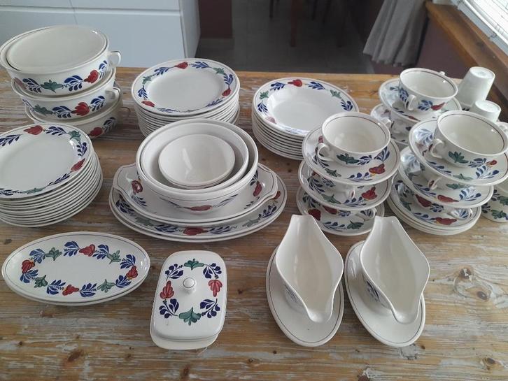 set boerenbont servies 72 stuks, Huis en Inrichting, Keuken | Servies, Gebruikt, Compleet servies, Boerenbont, Aardewerk, Ophalen