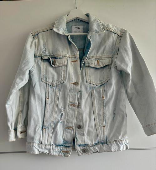 ZARA spijkerjas destroyed en overzised maat 134, Kinderen en Baby's, Kinderkleding | Maat 134, Zo goed als nieuw, Meisje, Jas