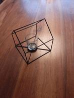 Huisje van draadstaal met glaasje voor waxinelichtje, Huis en Inrichting, Woonaccessoires | Kandelaars en Kaarsen, Ophalen, Zwart