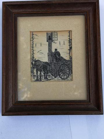 Ets - paard en wagen met visnetten - W.P. Verstee beschikbaar voor biedingen