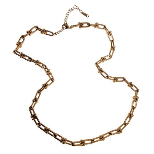 50cm Ketting Dames Verguld RVS U-Schakelketting Verstelbaar, Sieraden, Tassen en Uiterlijk, Kettingen, Nieuw, Overige materialen