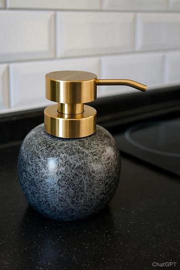 Zeepdispenser Aardewerk Crackle Zwart/Zilver beschikbaar voor biedingen