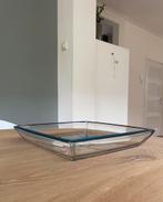 Design Leonardo Corner glazen schaal 32 cm met blauwe rand, Schaal, Vierkant, Ophalen of Verzenden, Glas