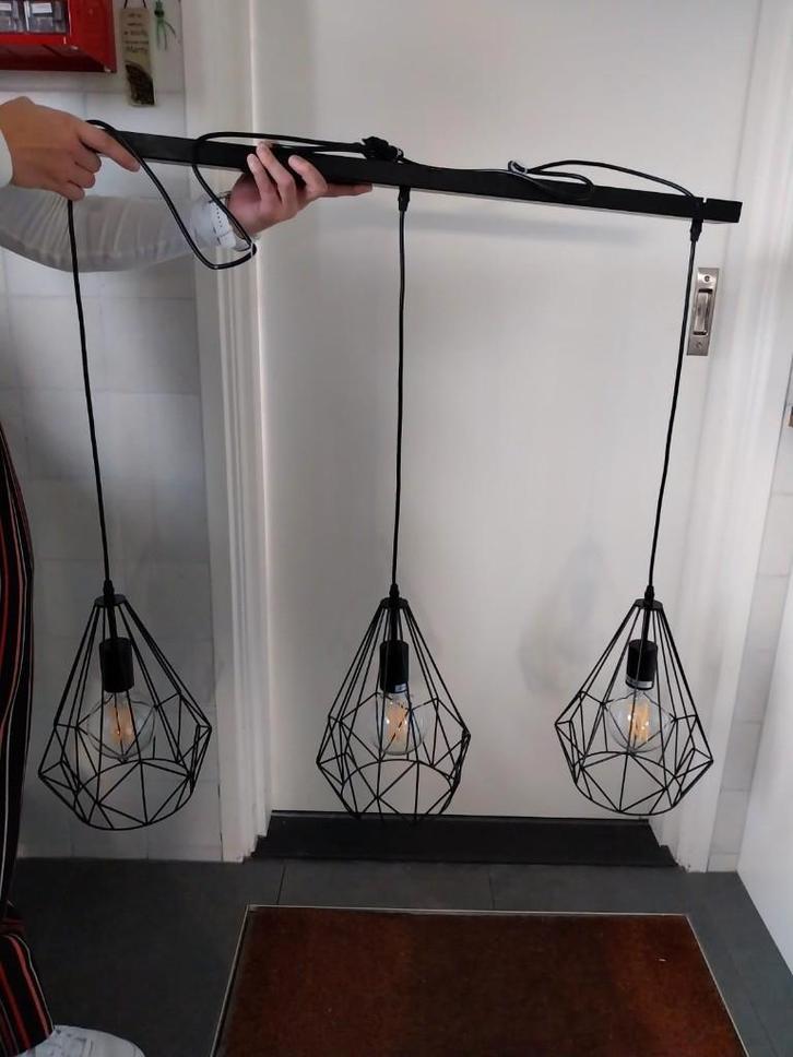 Marnier hanglamp zwart met 3 lampen, Huis en Inrichting, Lampen | Hanglampen, Gebruikt, Minder dan 50 cm, Metaal, Ophalen