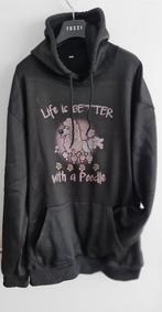 mooie zwarte hoodie met poedel in maat 46, Ophalen of Verzenden, Nieuw, Maat 46/48 (XL) of groter, Zwart