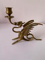 Vintage Koperen Draken Kandelaar, Gebruikt, Ophalen of Verzenden, Bruin, Brons of Koper