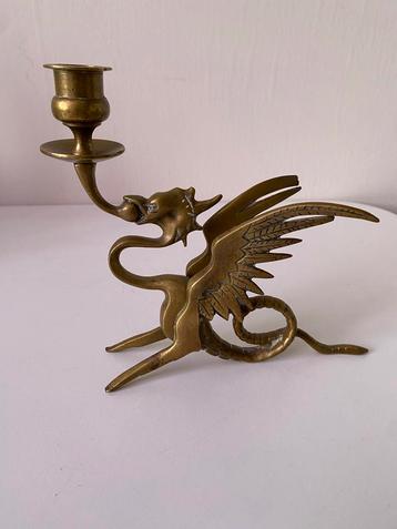 Vintage Koperen Draken Kandelaar beschikbaar voor biedingen