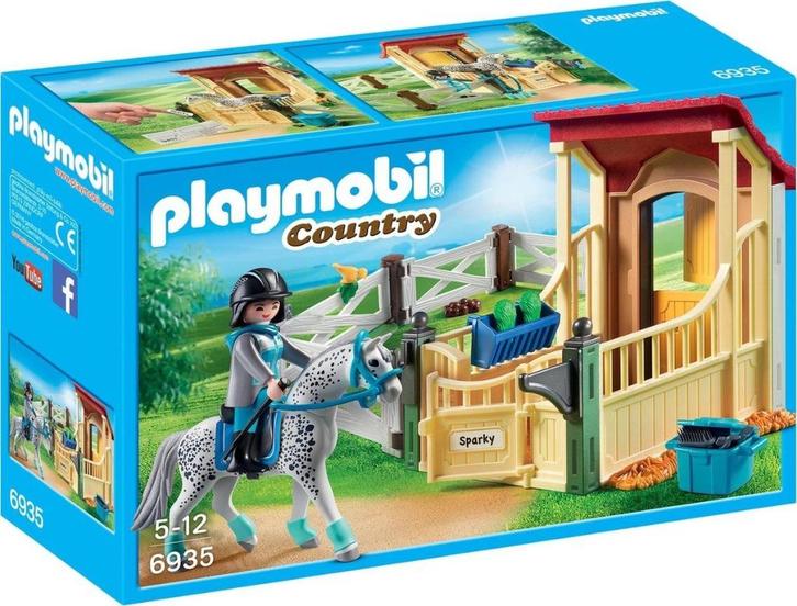 PLAYMOBIL Appaloosa met paardenbox - 6935, Kinderen en Baby's, Speelgoed | Playmobil, Gebruikt, Complete set, Ophalen of Verzenden