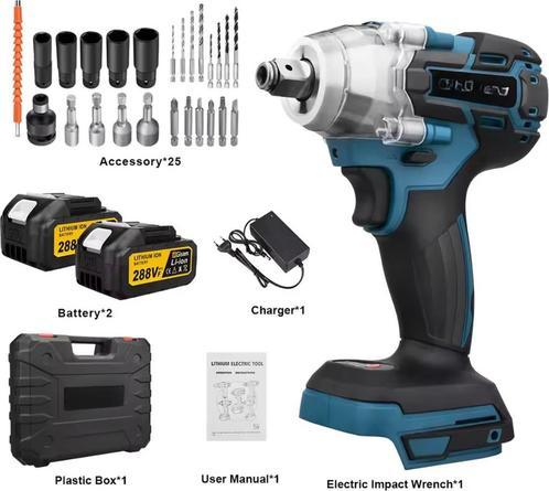 320N.M Brushless Elektrische Slagmoersleutel -met 2 18V Accu, Auto diversen, Autogereedschap, Verzenden