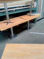 Houten Bistro Tafel met Metalen Onderstel, Ophalen, Bistro, Gebruikt, 100 tot 150 cm