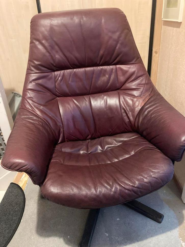 Lederen Draaifauteuil, Huis en Inrichting, Fauteuils, Gebruikt, Leer, Minder dan 50 cm, Minder dan 75 cm, Ophalen