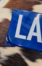 Authentiek en origineel emaille bord LANGCAT E.D.L., Reclamebord, Gebruikt, ., Ophalen of Verzenden