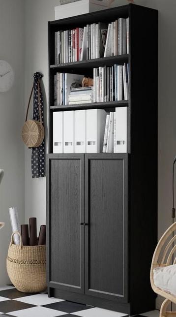 Ikea kast Billy Oxberg zwart 202 x 80 x 30 cm - afbeelding 2
